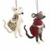 Midwest-CBK Wool Christmas Mice Ornaments