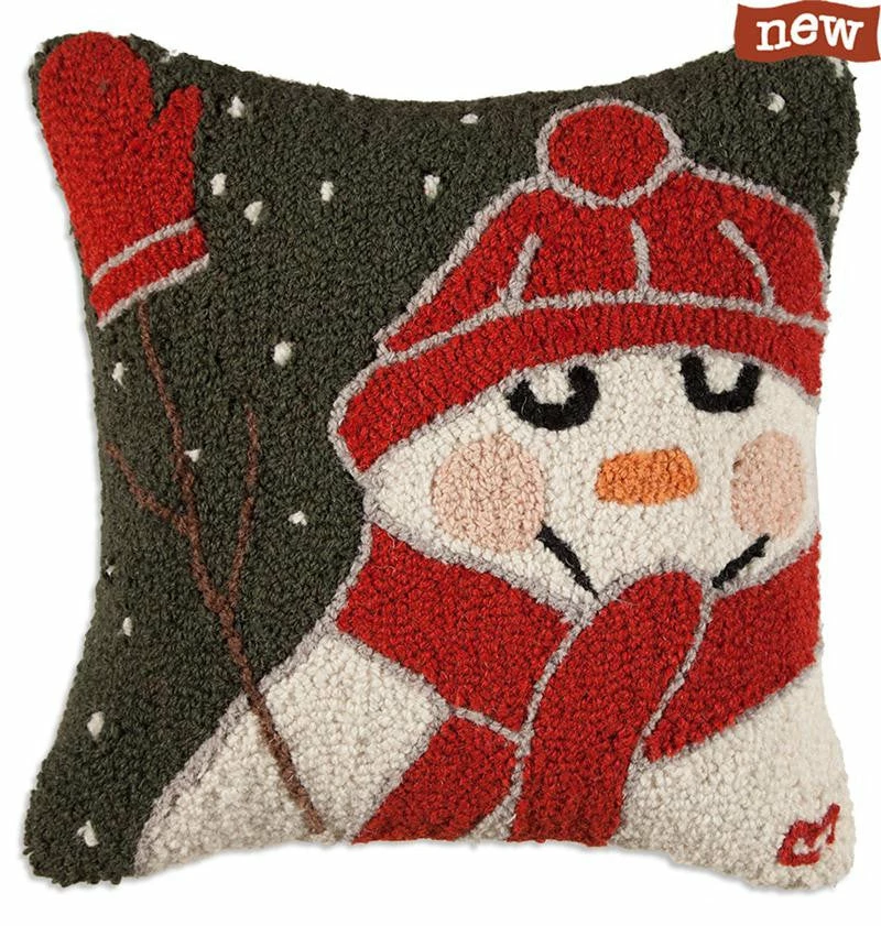 Laura Megroz Snowman With Mittens Hooked Pillow 3 Laura Megroz Snowman With Mittens Hooked Pillow