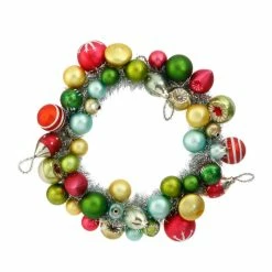 Raz Christmas Retro Silver Tinsel Ornament Wreath