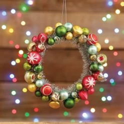 Raz Christmas Retro Silver Tinsel Ornament Wreath 5 Raz Christmas Retro Silver Tinsel Ornament Wreath