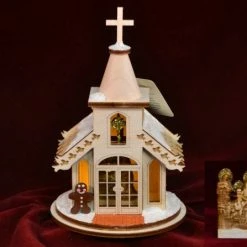 Ginger Cottages Chapel With Nativity Balsa Wood Ornament