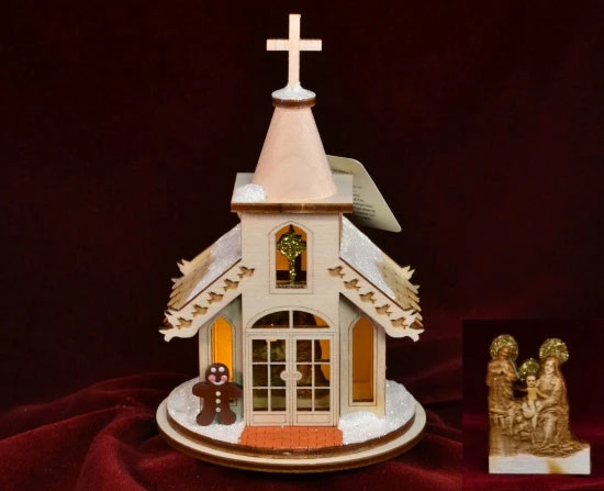 Ginger Cottages Chapel With Nativity Balsa Wood Ornament 3 Ginger Cottages Chapel With Nativity Balsa Wood Ornament