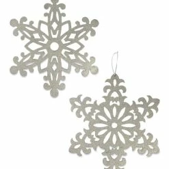 Bethany Lowe Large Platinum Glittered Snowflakes, 15"