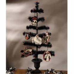 The Holiday Barn Bethany Lowe Black Feather Tree In Urn