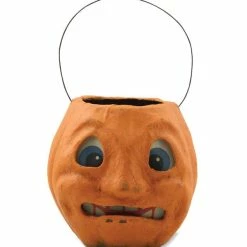 Bethany Lowe Scary Vintage Pumpkin Bucket - Paper Mache