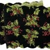 TheHolidayBarn.com April Cornell Quilted Holly Table Runner, Black