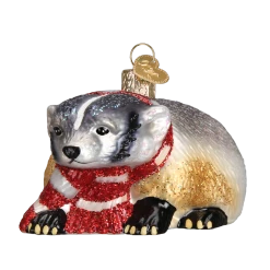 Old World Christmas Badger With Scarf Ornament