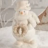 Bethany Lowe Snowman With Wreath, Winter Whites