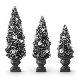 TheHolidayBarn.com Black & Silver Bottle Brush Trees In Urns