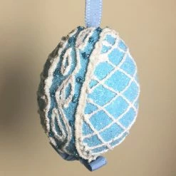 TheHolidayBarn.com New! Blue Sugar Lattice Egg Ornament