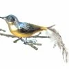 Old German Christmas Blue Gold Glass Bird Clip Ornament With Feathers 2 Old German Christmas Blue Gold Glass Bird Clip Ornament With Feathers