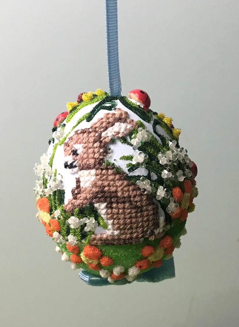 TheHolidayBarn.com Needlepoint Bunny Egg Ornament, Blue New! 3 TheHolidayBarn.com Needlepoint Bunny Egg Ornament, Blue New!