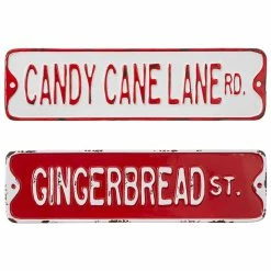 Raz Candy Cane Lane And Gingerbread Street Signs