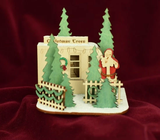 Ginger Cottages Christmas Tree Lot Ornament New! 3 Ginger Cottages Christmas Tree Lot Ornament New!
