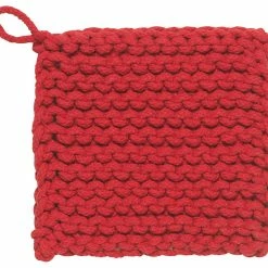 TheHolidayBarn.com New! Chunky Knit Cotton Potholders, Red
