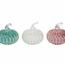 TheHolidayBarn.com Diamond Pattern Pastel Glass Pumpkins New!