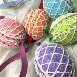 TheHolidayBarn.com Apricot Sugar Lattice Egg Ornament