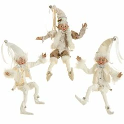 Raz Winter White Posable Elves, 16"