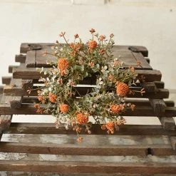 TheHolidayBarn.com Fall Flower Candle Ring, Orange 3"