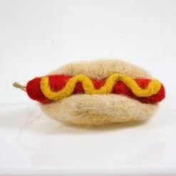 Cody Foster Famous Hot Dog Ornament - Wool Felted Christmas
