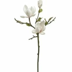 TheHolidayBarn.com Faux Magnolia Branch With Flowers, Set Of 3 New!