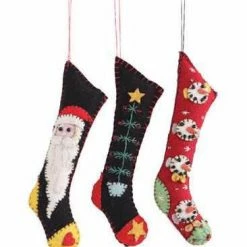 Creative Co-Op Felt Christmas Stocking Ornaments