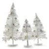Cody Foster New! White Flocked Bottle Brush Trees With Silver Balls