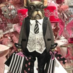 Katherine's Collection French Bull Dog With Shopping Bags New!