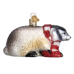 Old World Christmas Badger With Scarf Ornament