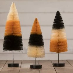 Bethany Lowe Halloween Stripe Bottle Brush Trees New!