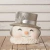Bethany Lowe Large Happy Snowman Bucket, Platinum New!