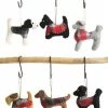 Creative Co-Op Christmas Holiday Dogs In Plaid Jackets - Wool Ornaments