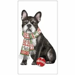 Mary Lake-Thompson Holiday Party Boston Terrier Flour Sack Towel