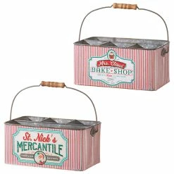 Raz Mr. & Mrs. Claus Divided Christmas Buckets