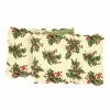 TheHolidayBarn.com Quilted Holly Table Runner, Cream New!