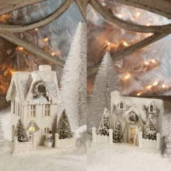 Bethany Lowe Ivory Cottages Medium - Putz Christmas Houses