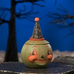 Bethany Lowe New! Jackie Green-O-Ween Pumpkin Jar