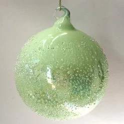 Winward New! Jim Marvin Light Green Beaded Art Glass Ornaments