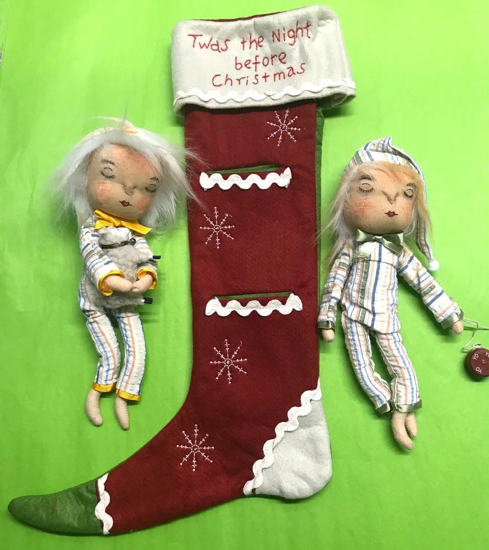 Joe Spencer Dilly & Dally Christmas Stocking With Dolls 3 Joe Spencer Dilly & Dally Christmas Stocking With Dolls