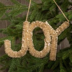 Ragon House Joy Ornament / Sign, Natural Bottle Brush