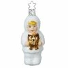 Inge Glass Christmas Snow Girl With Owl - Kinder Of Forest Ornament