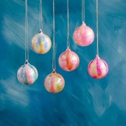 Glitterville New! Marble Art Glass Ball Ornaments