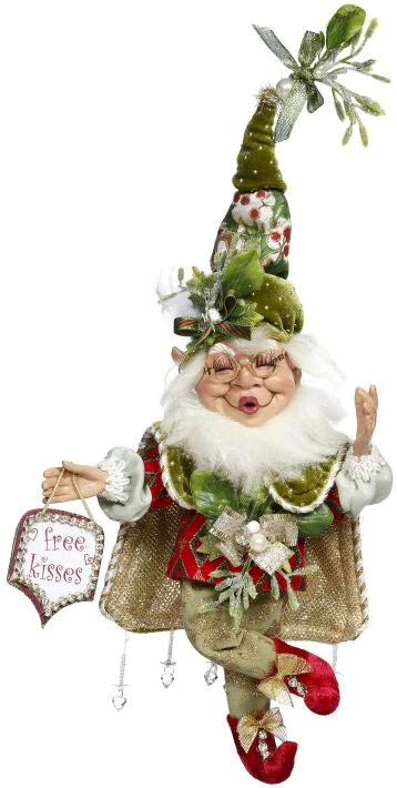 Mark Roberts Mistletoe Mischief Elf With Free Kisses Sign - 12" 3 Mark Roberts Mistletoe Mischief Elf With Free Kisses Sign - 12"