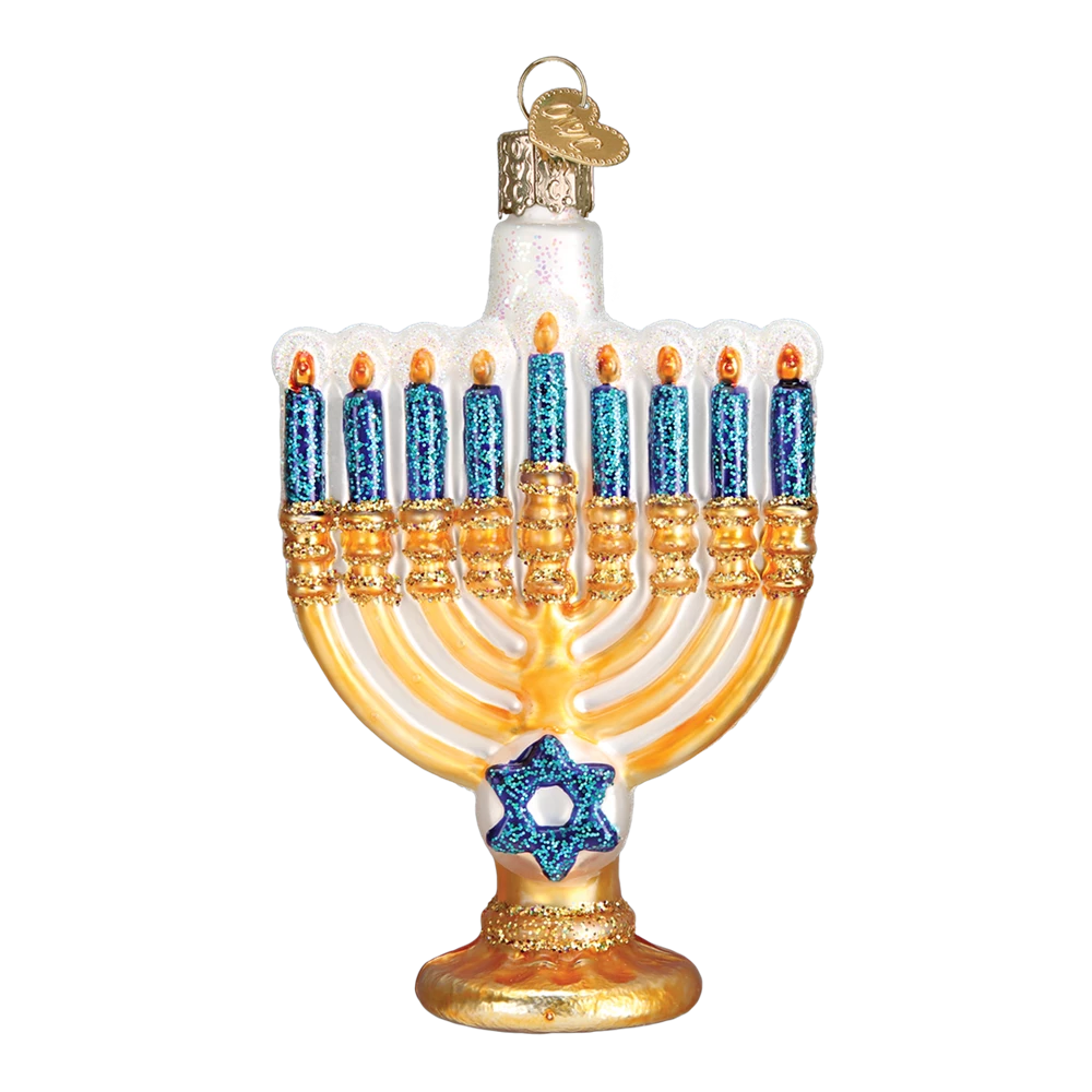 Old World Christmas Menorah Glass Ornament 3 Old World Christmas Menorah Glass Ornament