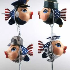 Katherine's Collection Military Kissing Fish Ornaments