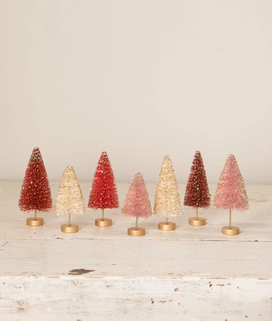 Bethany Lowe Mini Valentine Bottle Brush Trees New! 3 Bethany Lowe Mini Valentine Bottle Brush Trees New!