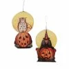 Bethany Lowe Moon Owl & Witch Halloween Ornaments