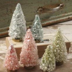 Bethany Lowe Pastel Flea Market Bottle Brush Trees