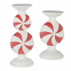 Raz Peppermint Candy Candle Holders
