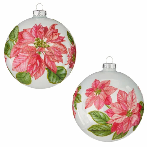 Raz New! Pink Poinsettia Ball Ornaments 4 Raz New! Pink Poinsettia Ball Ornaments